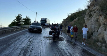 Mersin'de yola akan mazot zincirleme kazaya neden oldu