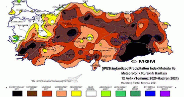 Meteoroloji Genel Müdürlüğü'nün Yayınladığı Haritada 'Olağanüstü Kuraklık' Tehlikesi Görüldü