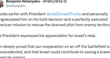 Netanyahu'dan Trump'a Kurtarma Operasyonu Tebriği