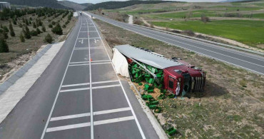Patates Yüklü Tır Devrildi: 3 Yaralı