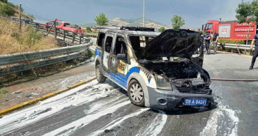 Polis aracı Aydın'da yangına teslim oldu