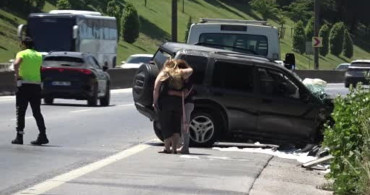 Samandıra-Kartal bağlantı yolunda trafik kazası: cip yan yattı