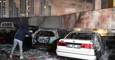 Sarıyer'de Oto Sanayi Sitesinde Yangın: 5 Araç Otlaşta