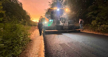 Sazköy'de sıcak asfalt çalışmaları tamamlandı
