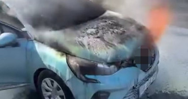 Seyir halindeki otomobil alev aldı, orman işletme personeli ilk müdahaleyi yaptı