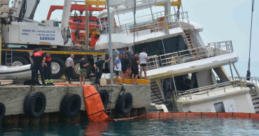 Sinop’ta yan yatan yatın kurtarma çalışmaları sırasında duman alarmı