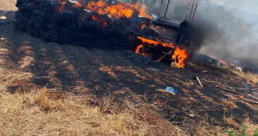 Tarsus'ta harman çalışması sırasında yangın çıktı