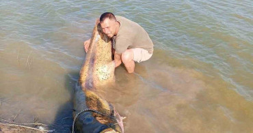 Tekirdağ'da 157 kiloluk dev yayın balığı yakalandı