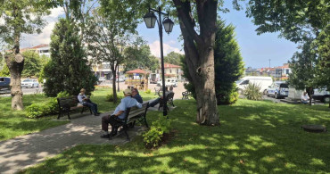 Tekirdağ'da sıcak havadan bunalanlar gölgelik alanlara sığındı