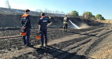Tekirdağ'ın Süleymanpaşa ilçesinde buğday tarlalarında yangın