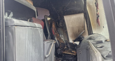 Tokat'ta Park Halindeki Yolcu Otobüsünde Yangın