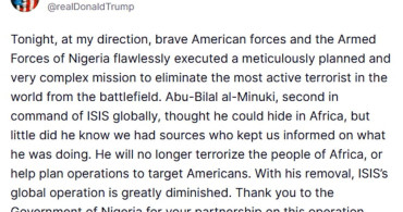 Trump, DEAŞ’ın İkinci Komutanının Ölümünü Açıkladı