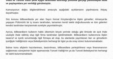 Tunceli Valiliği'nden Billboard Afişleri Açıklaması