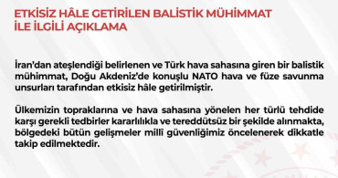 Türkiye, Hava Sahasına Giren Balistik Füze İmha Edildi