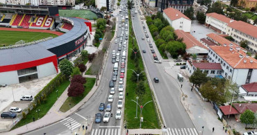 Yozgat'ta Kurban Bayramı Trafik Yoğunluğu Havadan Görüntülendi