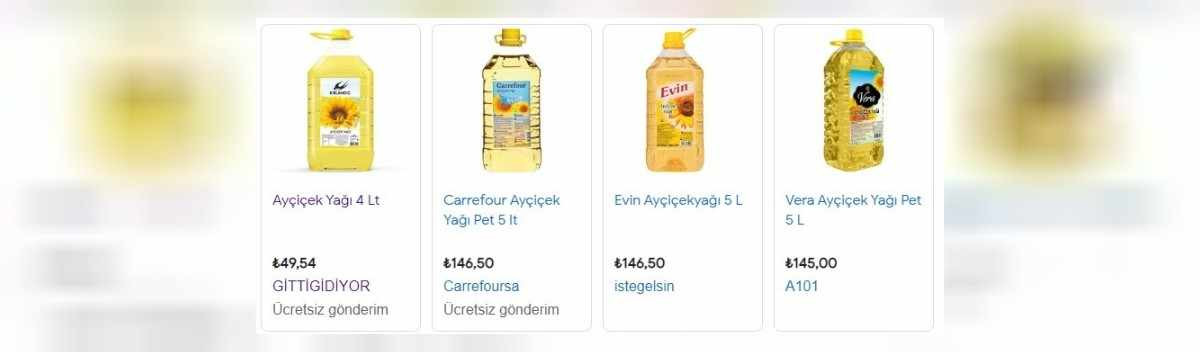 4 litre ayçiçek yağı 49,54 TL