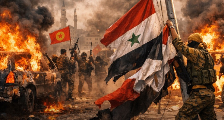 “Kamışlı’da PKK Provokasyonu: Suriye Bayrağı İndirildi, Araçlar Alev Aldı – Türkiye Uyarmıştı!”