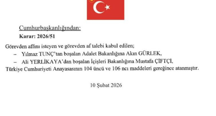 Resmî Gazete’de Atama Kararı: Adalet ve İçişleri Bakanlığı’nda Değişim