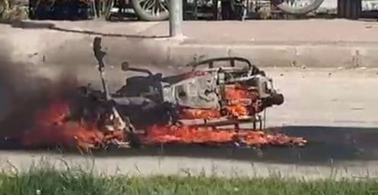 Adıyaman'da Motosiklet Yangını