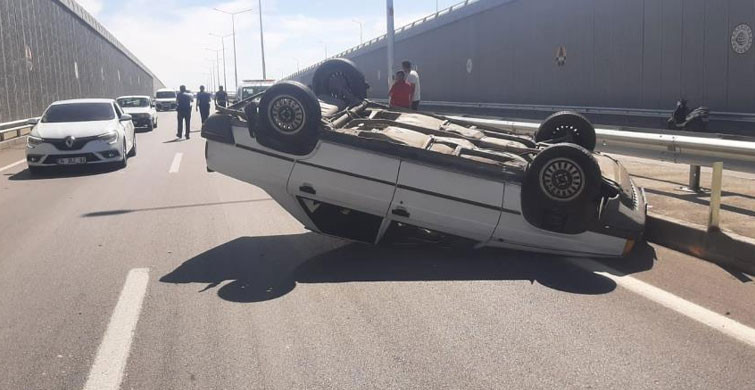 Adıyaman'da Otomobil Takla Atarak Ters Döndü