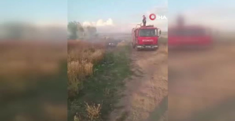Afyonkarahisar'da çıkan anız yangını tarım arazileri ve ormanlık alana sıçramadan söndürüldü