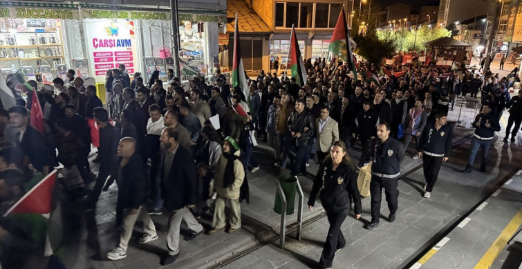 Ağrı'da Gazze'ye Destek Yürüyüşü Gerçekleştirildi