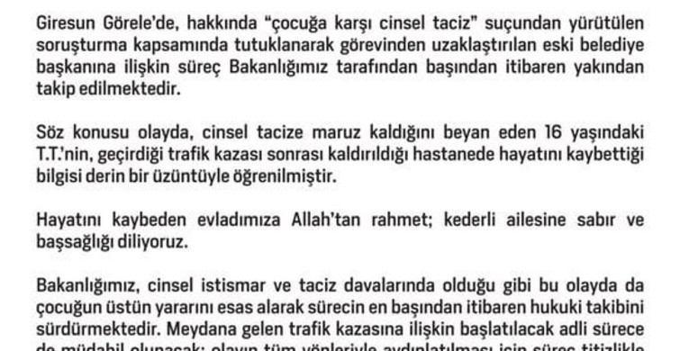 Aile ve Sosyal Hizmetler Bakanlığı'ndan Çocuk İstismarı Açıklaması