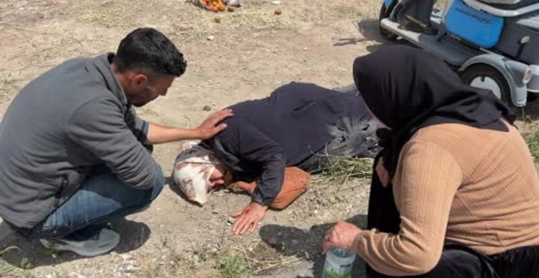 Aksaray'da kaza geçiren kadına vatandaşlardan yardım
