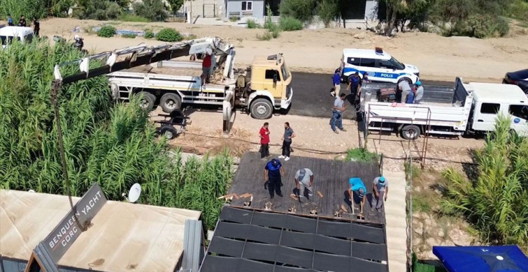 Aksu Çayı'ndaki Kaçak Konteyner Yapılar Kaldırıldı