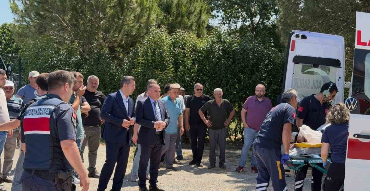 Alaçam'da traktör devrildi: Yaralı sürücü ambulans helikopterle hastaneye sevk edildi