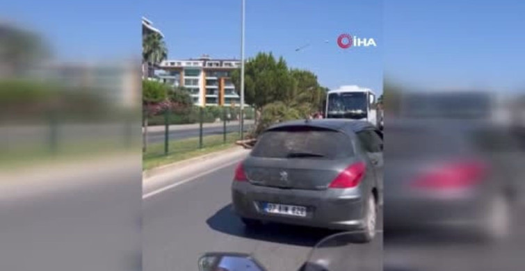 Alanya'da alkollü sürücünün kullandığı midibüs, refüjü aşıp karşı şeride geçti