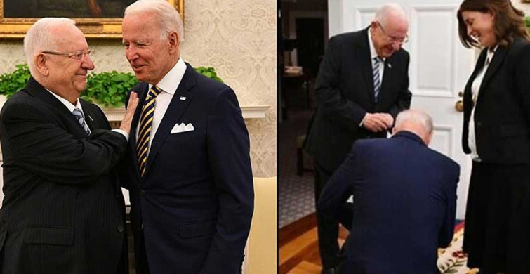 Amerikalılar Bu Fotoğrafı Konuşuyor! Biden İsraillilerin Önünde Diz Çöktü