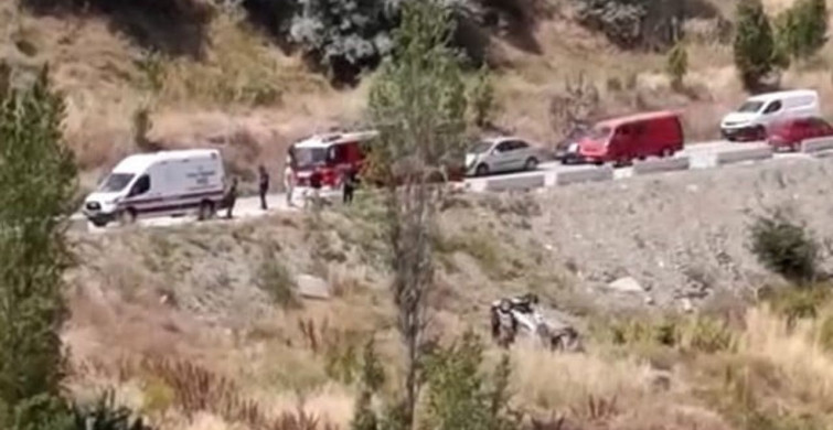 Ankara'da şarampole yuvarlanan otomobilin sürücüsü yaralandı
