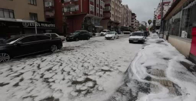 Ankara'nın kahramankazan ilçesinde dolu yağışı etkili oldu
