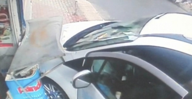 Araba Kullanmayı Öğreniyordu; Markete Daldı