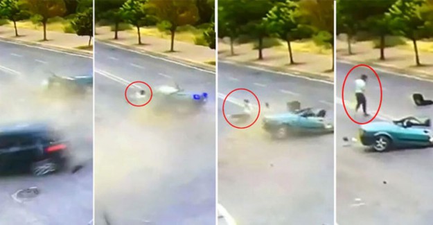 Araç İkiye Bölündü! O Yürüyerek Çıktı