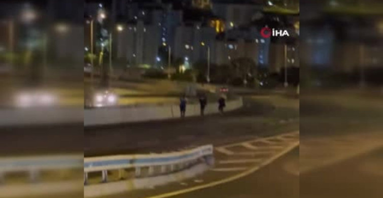 Arnavutköy'de Gece Yarısı Otoyola Çıkan Kadın Trafiği Karıştırdı