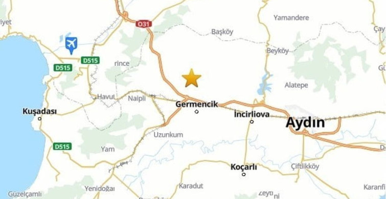 Aydın'da 3.9 büyüklüğünde deprem meydana geldi