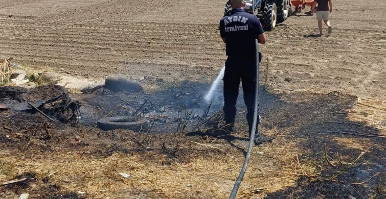 Aydın'da arazi yangını büyümeden söndürüldü