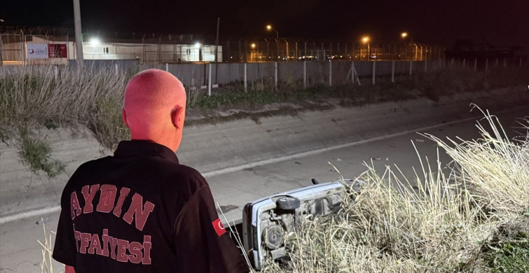 Aydın'da Sulama Kanalına Devrilen Araçta İki Yaralı