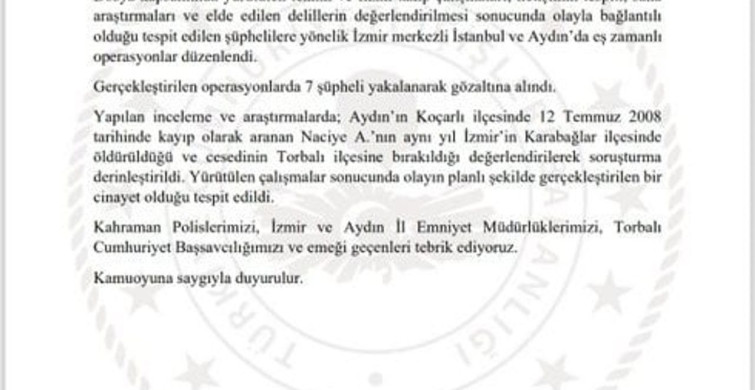 Aydın'daki 18 yıllık kayıp vakasının planlı cinayet olduğu ortaya çıktı: 7 gözaltı