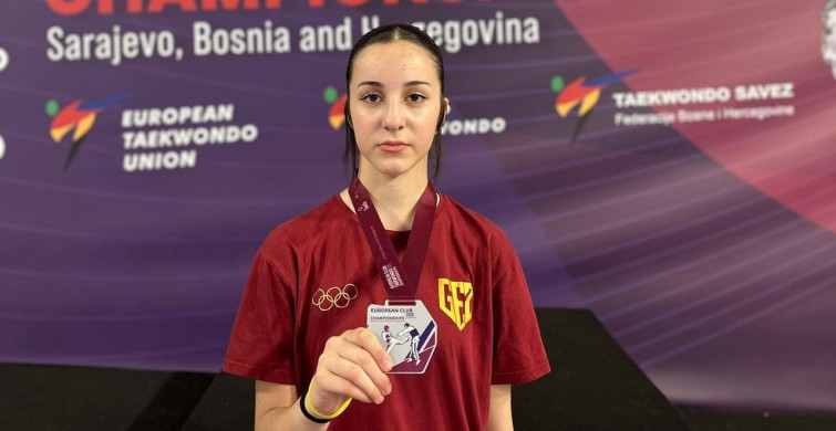 Aydınlı tekvandocu Rümeysa, Avrupa ikincisi oldu