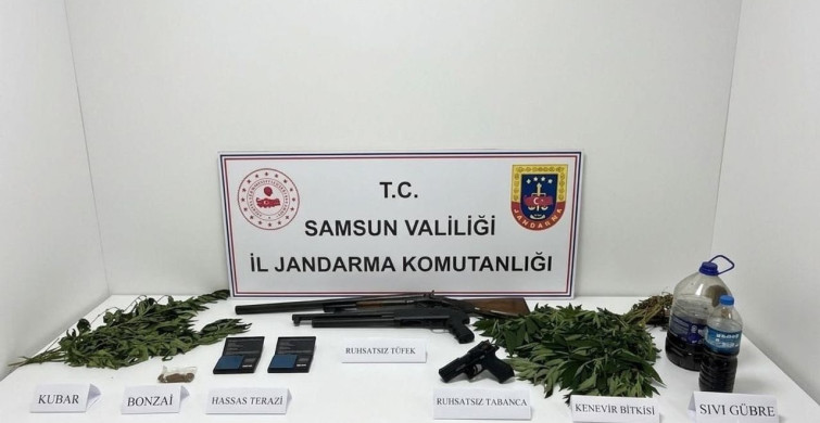 Bafra'da jandarma operasyonunda uyuşturucu ve silah ele geçirildi