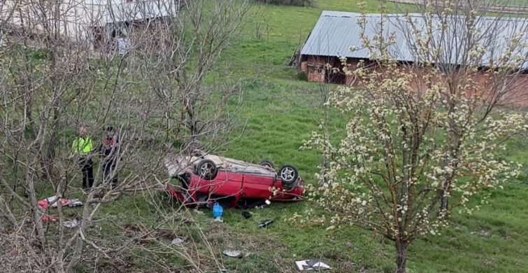Bahçeye Uçan Otomobilin Sürücüsü Yaralandı