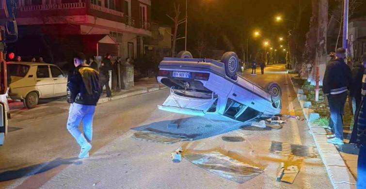 Balıkesir'de Takla Atan Otomobilde Yaralılar Var