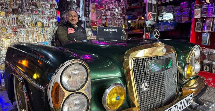 Bartın'da Esnaf Temalı 1967 Model Mercedes Masası ile Dikkat Çekiyor