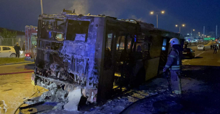 Başakşehir’de faciadan dönüldü: İETT otobüsü küle döndü