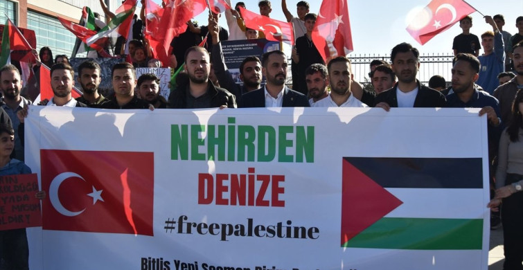 Bitlis'te Filistin İçin Destek Yürüyüşü Düzenlendi
