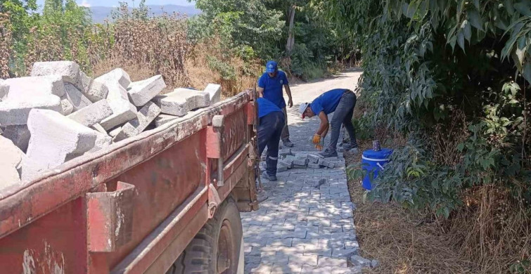 Bozdoğan Belediyesi'nden Yazıkent'te parke taşı çalışması