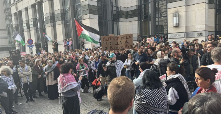 Brüksel'de Küresel Sumud Filosu'na Destek Gösterisi Yapıldı